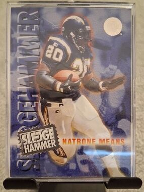 Natrone Means Sledge Hammer Football Card - Blue Background